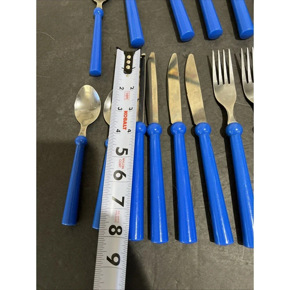 IKEA GRAMMATIK Vtg 1990s Blue Flatware Lot  Of 17 Cutlery Silverware